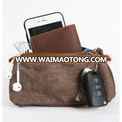 Waxed canvas wallet shoulder strap sling clutch bag for men