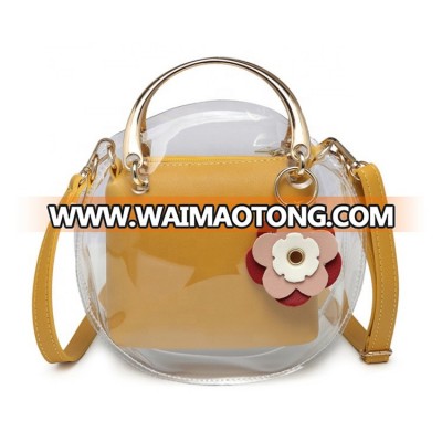 2 in 1 shoulder jelly ladies bags handbag transparent pvc tote bag