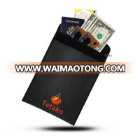 Zipper security document pouch silicone coated fireproof money bag